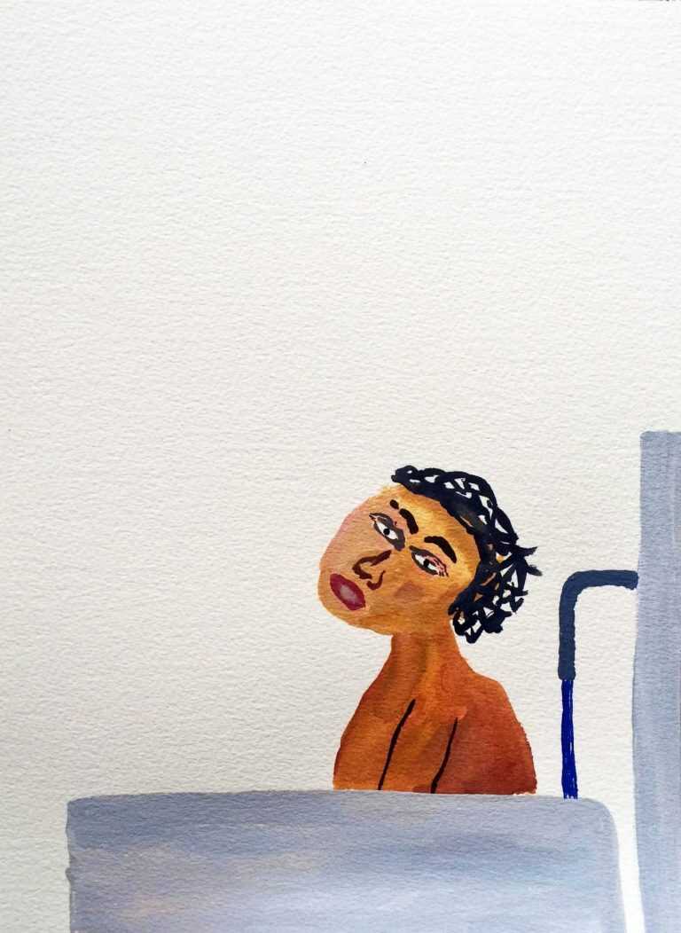 Watercolor By Sara Zielinski: Men In Baths 5 At Childs Gallery