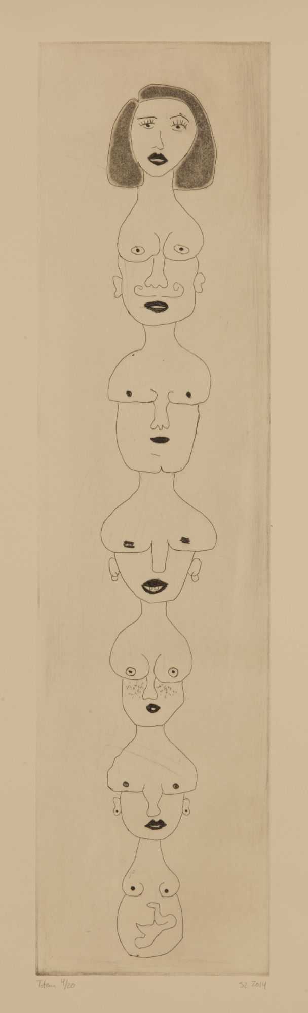 Print By Sara Zielinski: Totem At Childs Gallery