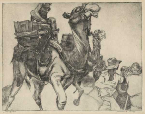 Print by Saul Raskin: Pioneers of Israel, represented by Childs Gallery