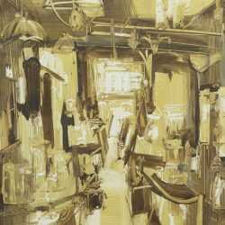 Painting by Sean Flood: Antique Shop, available at Childs Gallery, Boston