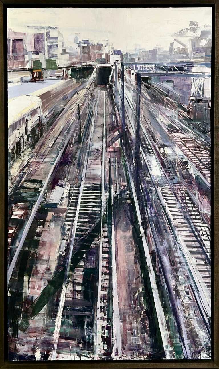 Painting by Sean Flood: Berkeley St. Tracks, Boston, available at Childs Gallery, Boston