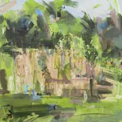 Painting by Sean Flood: Jillian's Garden, Spring II, available at Childs Gallery, Boston