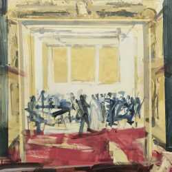 Painting by Sean Flood: Rehearsal Session, available at Childs Gallery, Boston
