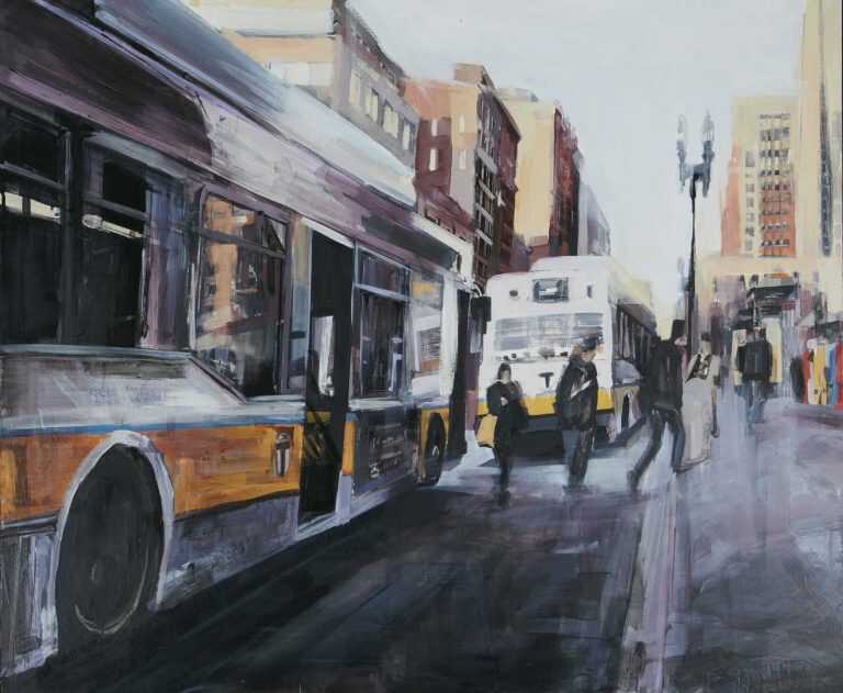Painting By Sean Flood: Copley Square Stop, Boston At Childs Gallery