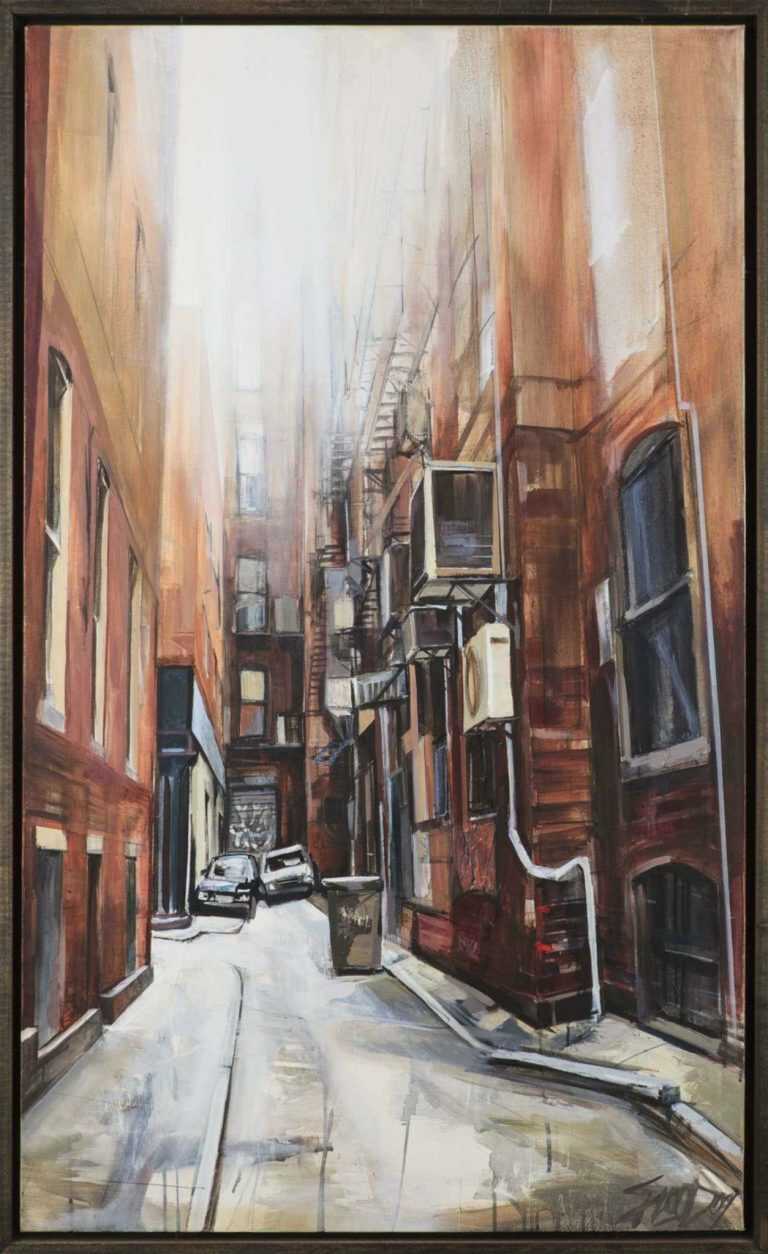 Painting by Sean Flood: East Street Pl., represented by Childs Gallery