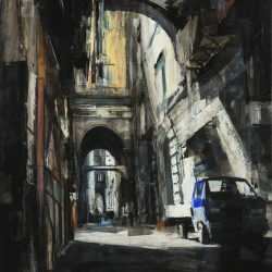 Painting by Sean Flood: Naples Alley, represented by Childs Gallery