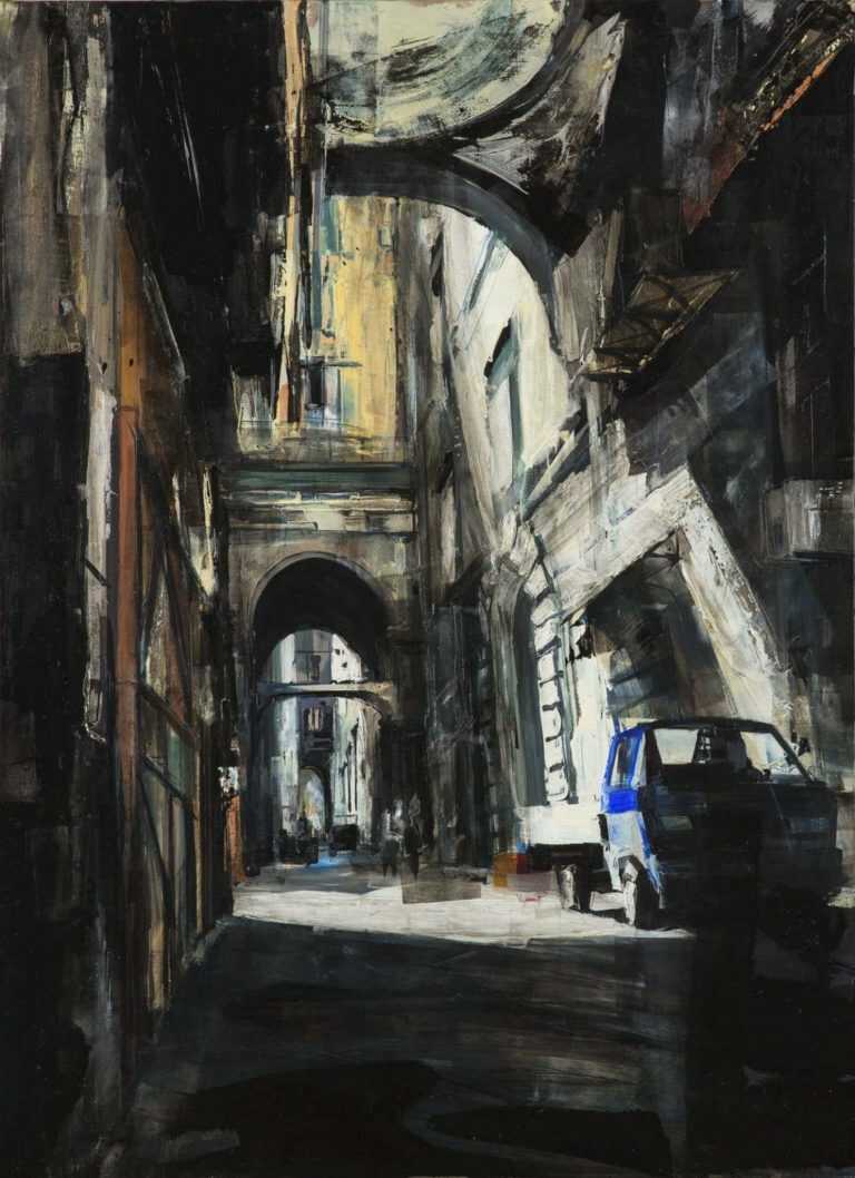 Painting by Sean Flood: Naples Alley, represented by Childs Gallery
