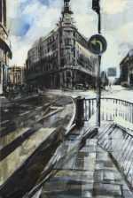 Painting by Sean Flood: Rainy Day in Madrid, represented by Childs Gallery