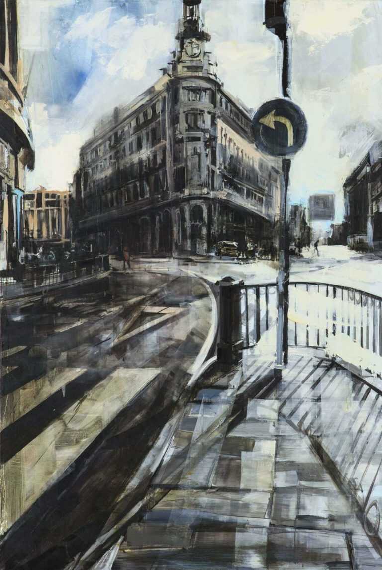 Painting by Sean Flood: Rainy Day in Madrid, represented by Childs Gallery