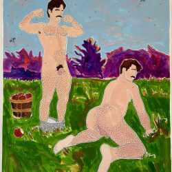 Painting by Sedgwick Guth: Apple Picking (I'm just working against being lonely), available at Childs Gallery, Boston