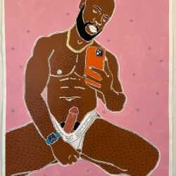 Painting by Sedgwick Guth: Gold Chain Selfie, available at Childs Gallery, Boston