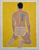Painting by Sedgwick Guth: Rear jock in yellow, available at Childs Gallery, Boston