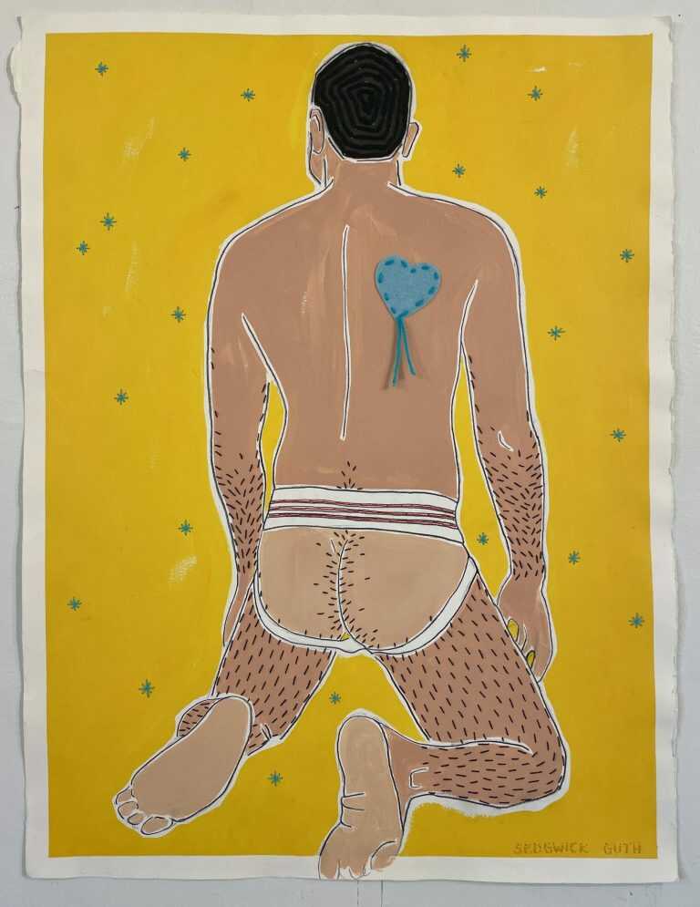 Painting by Sedgwick Guth: Rear jock in yellow, available at Childs Gallery, Boston