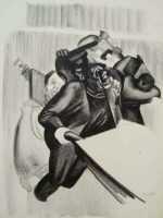 Drawing by Seymour Fogel: [Police and Street Vendors], represented by Childs Gallery