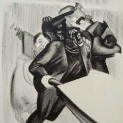 Drawing by Seymour Fogel: [Police and Street Vendors], represented by Childs Gallery