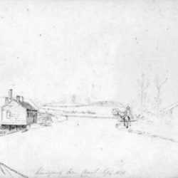 Drawing by Sir Henry William Barnard: Weedsport, Erie Canal [New York], represented by Childs Gallery