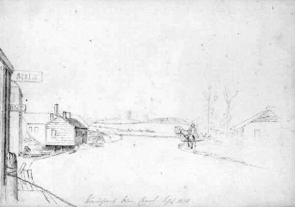 Drawing by Sir Henry William Barnard: Weedsport, Erie Canal [New York], represented by Childs Gallery