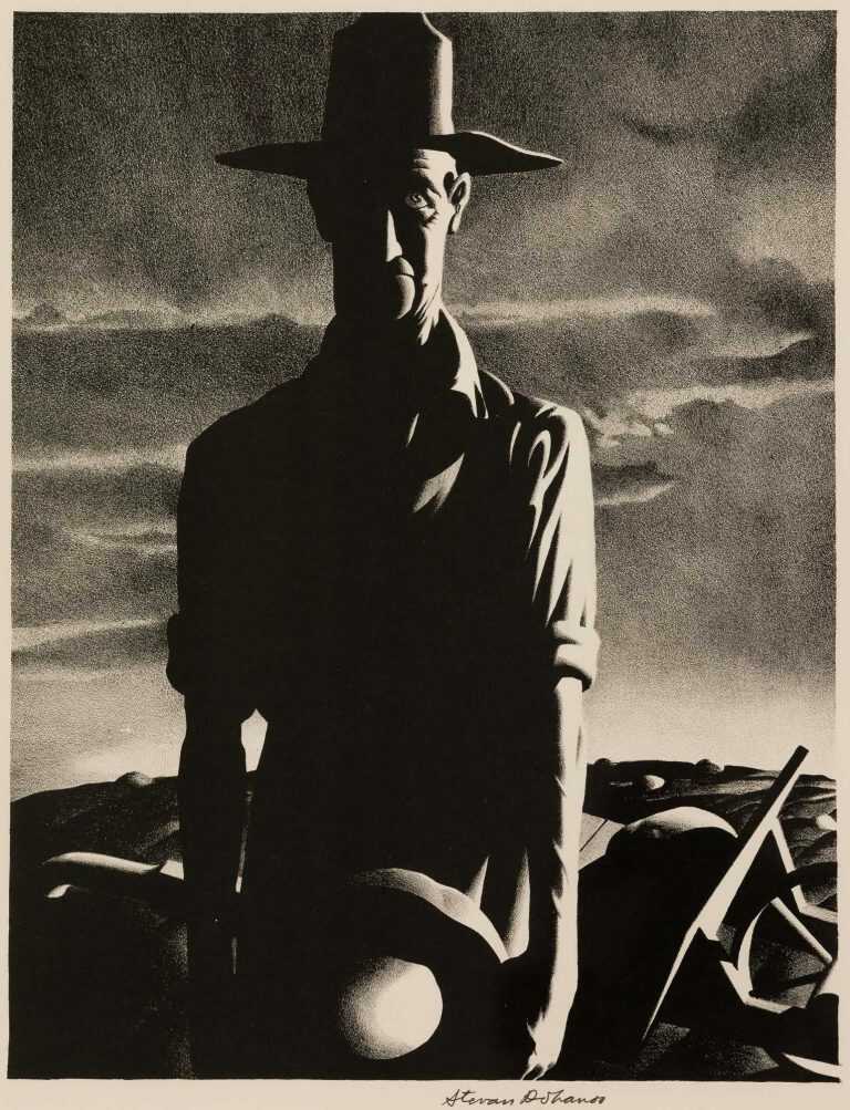 Print By Stevan Dohanos: Connecticut Yankee Farmer (man Of The Soil) At Childs Gallery