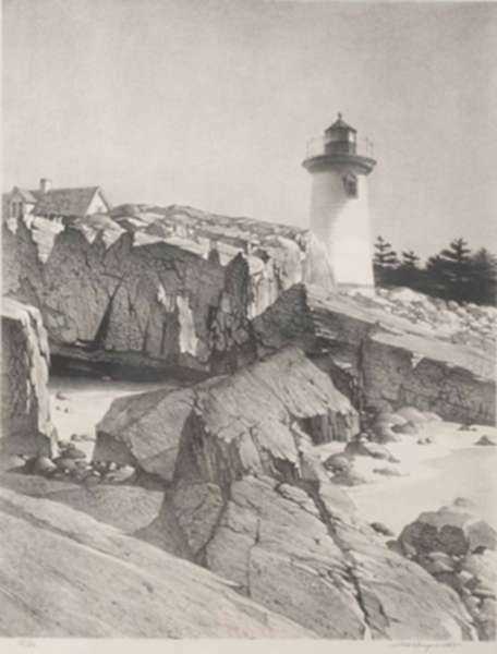 Print by Stow Wengenroth: Maine Lighthouse, Prospect Harbor, Maine, represented by Childs Gallery