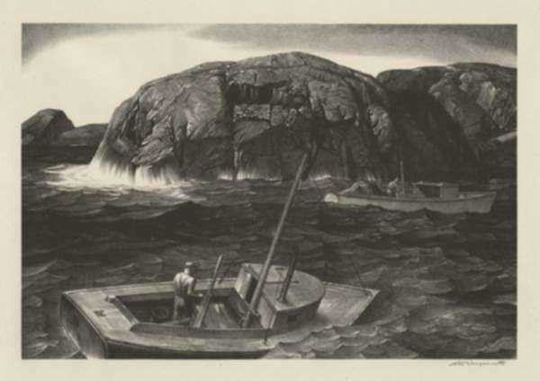 Print by Stow Wengenroth: Maine Lobsterman [Port Clyde, Maine], represented by Childs Gallery