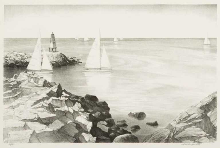 Print by Stow Wengenroth: Race at Rockport, represented by Childs Gallery