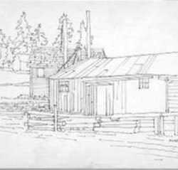 Drawing by Stow Wengenroth: River Cabin, Port Clyde, represented by Childs Gallery