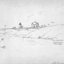 Drawing by Stow Wengenroth: Straitsmouth Light, [Rockport, Massachusetts], represented by Childs Gallery
