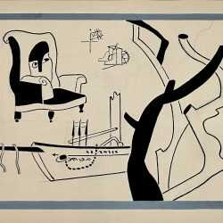 Drawing by Stuart Davis: Boat, Armchair and Tree, available at Childs Gallery, Boston