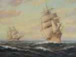 Painting by T. Bailey: Two Ships in Full Sail, represented by Childs Gallery