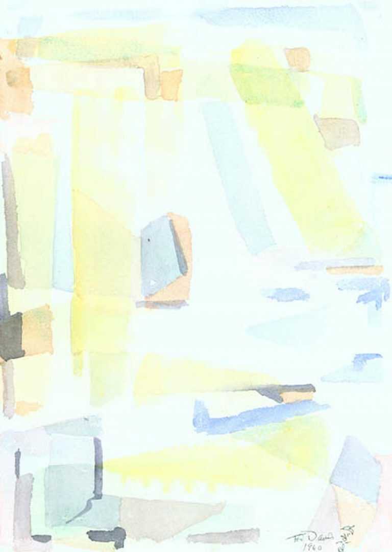 Watercolor by Ted Davis: Abstract Composition, Monhegan, Maine, available at Childs Gallery, Boston