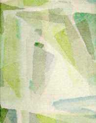 Watercolor by Ted Davis: Abstract Composition, Monhegan, Maine, represented by Childs Gallery