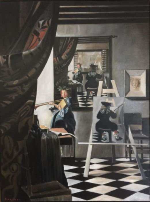 Painting by Thomas Darsney: Vermeer paints Vermeer, represented by Childs Gallery