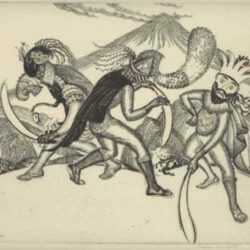 Print by Thomas Handforth: Santiago y Conquistadores, represented by Childs Gallery