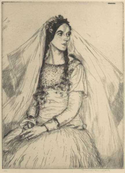 Print by Thomas Handforth: The Bride Francesca (Mexico), represented by Childs Gallery
