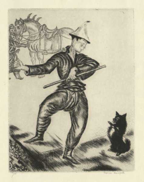 Print by Thomas Handforth: Young Harlequin, represented by Childs Gallery