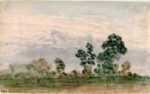 Watercolor by Thomas Lindsay: Trees at Evening, represented by Childs Gallery