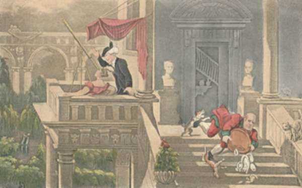 Print by Thomas Rowlandson: Syntax Star-Gazing, represented by Childs Gallery