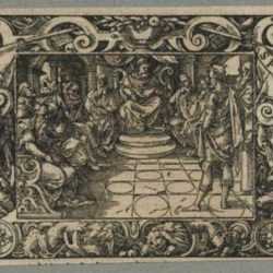 Print by Tobias Stimmer: Verginius Before Appius Claudius [from Livy's "History of Ro, represented by Childs Gallery