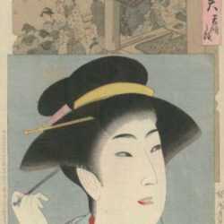 Print by Toyohara Chikanobu: Beauty in Tenmei Era, represented by Childs Gallery