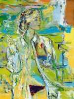 Painting By Tristan Govignon: Lil With Cigarette At Childs Gallery