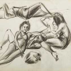 Drawing By Ture Bengtz: [beach Scene Reclining Figures] At Childs Gallery
