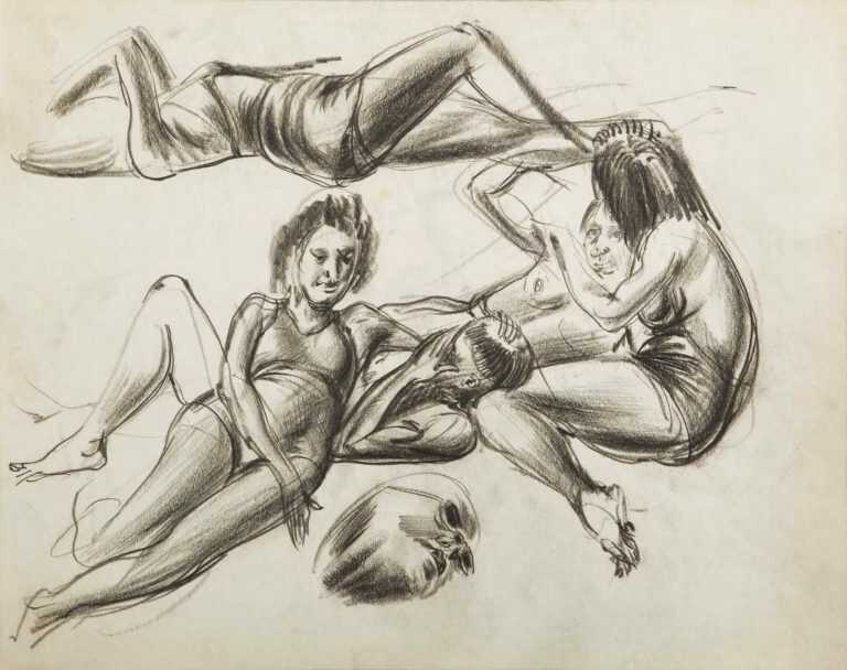 Drawing By Ture Bengtz: [beach Scene Reclining Figures] At Childs Gallery