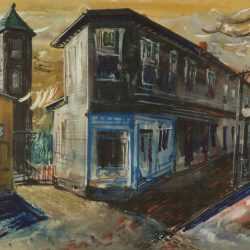 Painting By Ture Bengtz: Flat Iron Building (mary's Lunch) At Childs Gallery