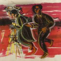 Drawing By Ture Bengtz: [man And Woman Running] At Childs Gallery