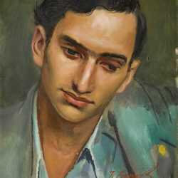 Painting By Ture Bengtz: Man With Blue Jacket At Childs Gallery
