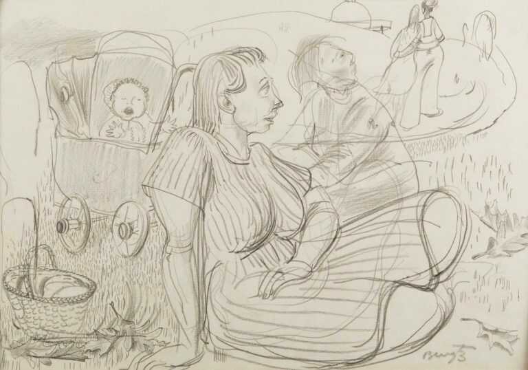Drawing By Ture Bengtz: [picnic] At Childs Gallery