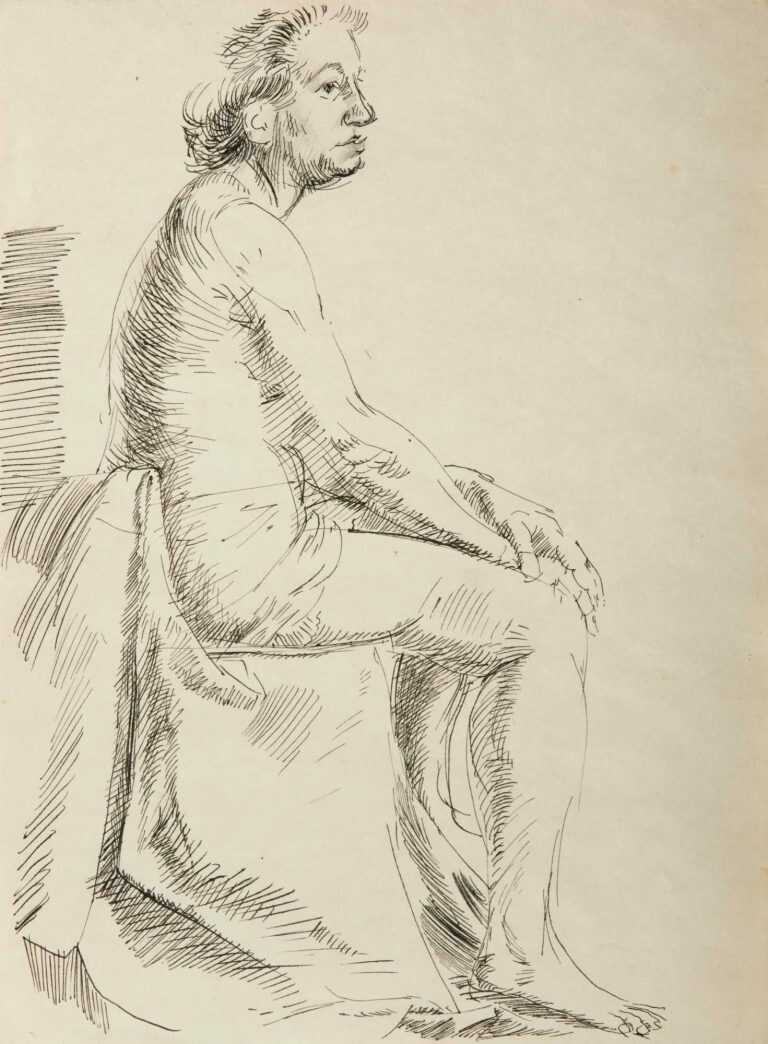 Drawing By Ture Bengtz: [seated Nude (double Sided)] At Childs Gallery