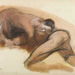 Drawing By Ture Bengtz: Two Boys Wrestling At Childs Gallery