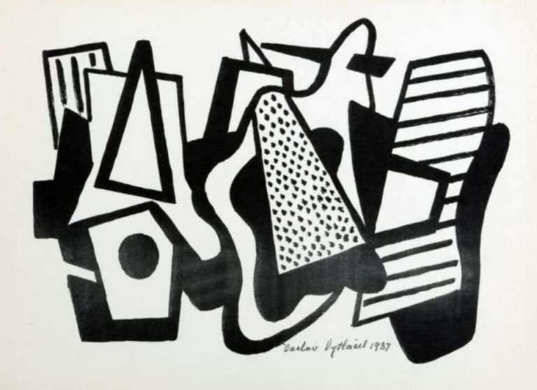Print by Vaclav Vytlacil: Abstract Composition, represented by Childs Gallery