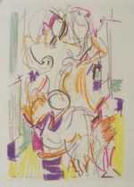 Pastel by Vaclav Vytlacil: Two Orange and Yellow Ladies, represented by Childs Gallery